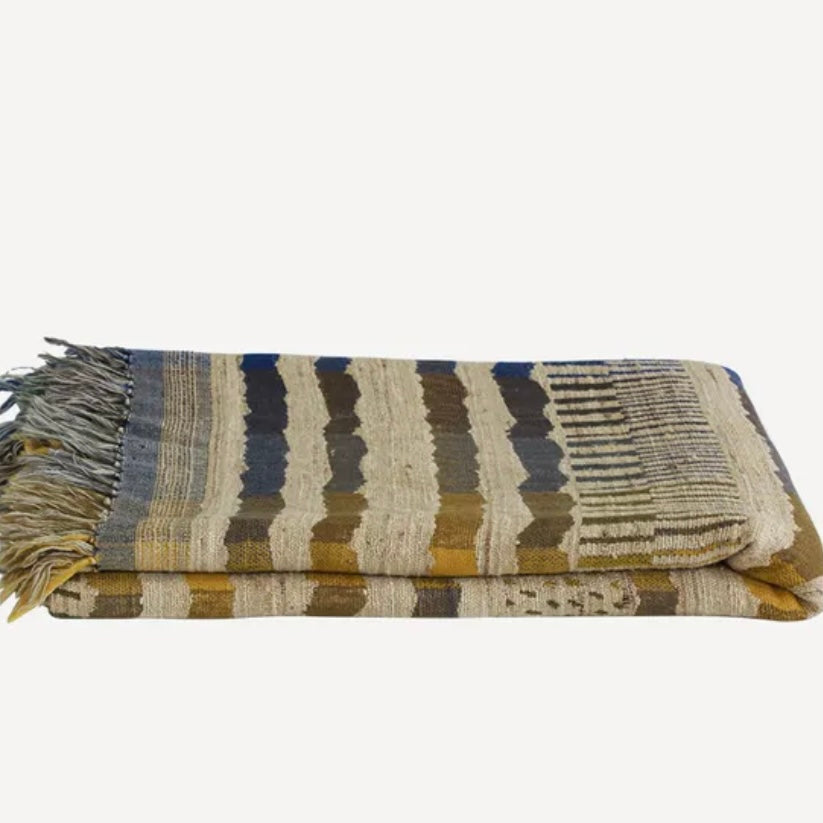Marrakesh Blue Wool Silk Throw