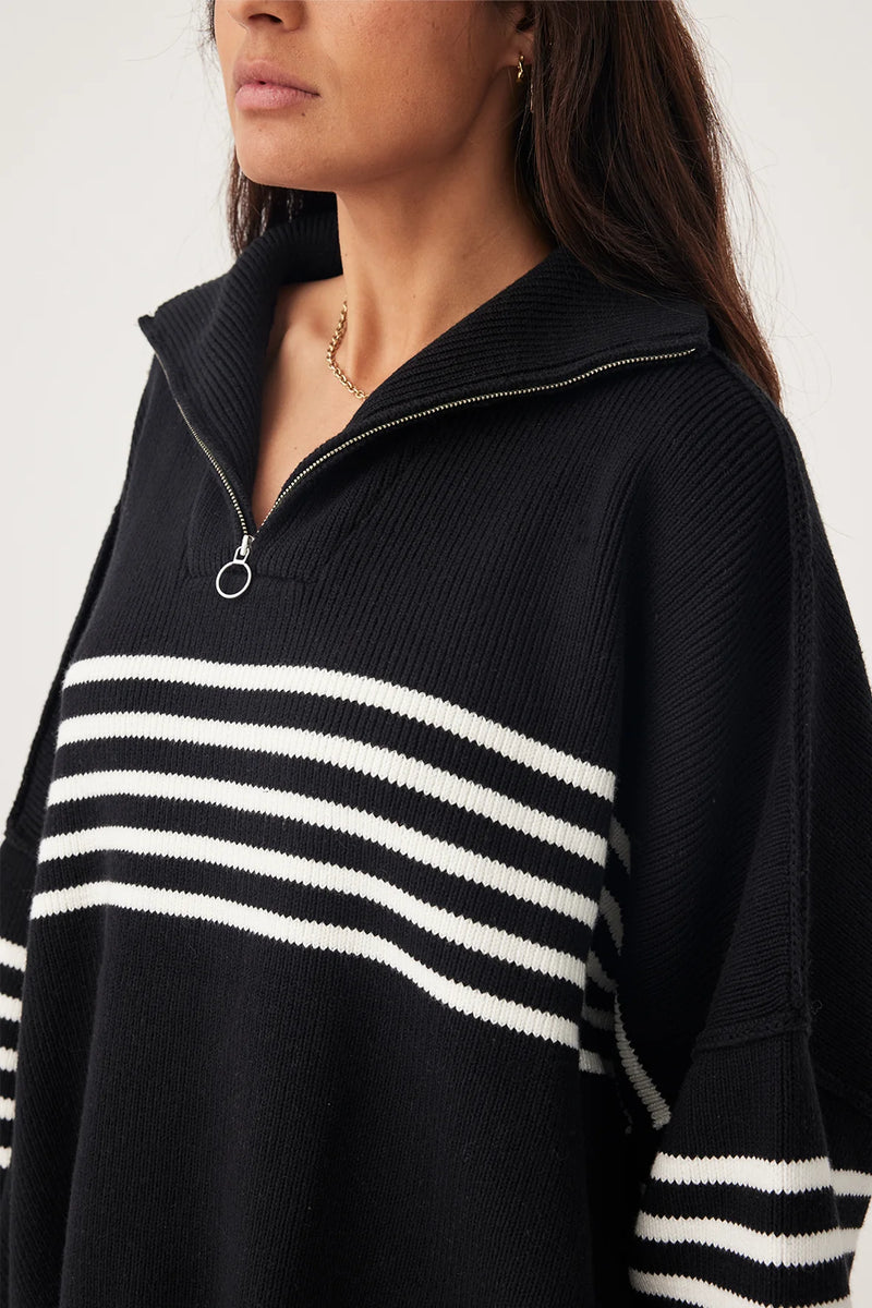 London Zip Stripe Sweater