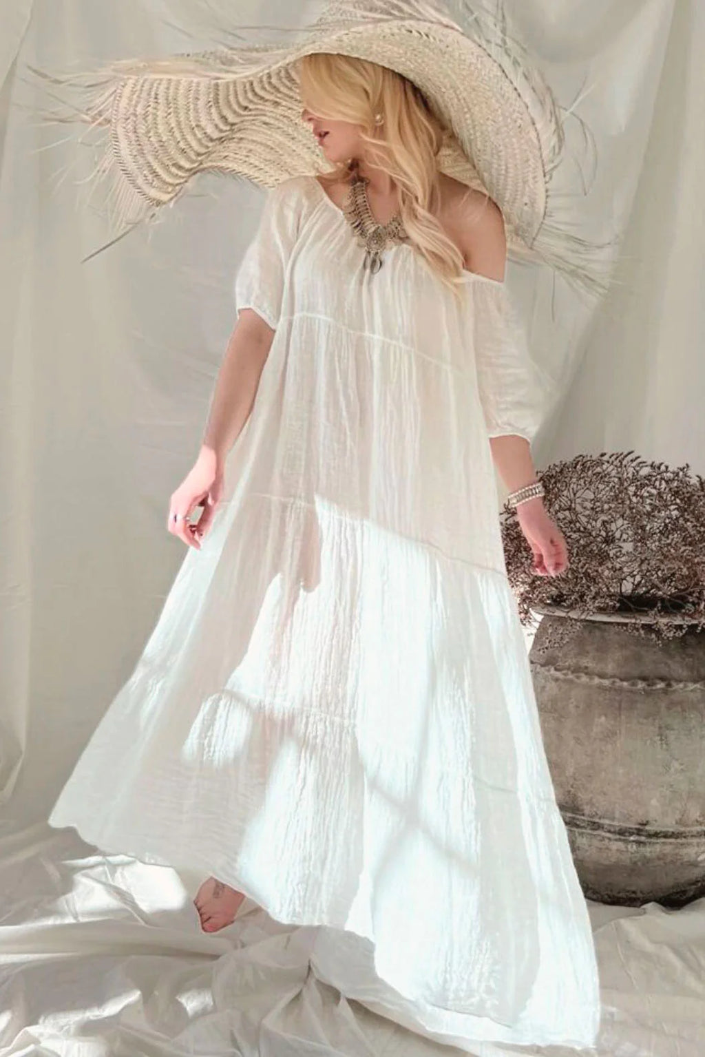 Magda Linen Dress - White