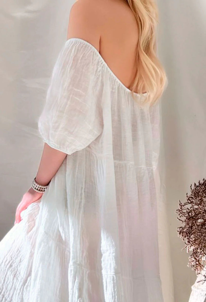 Magda Linen Dress - White