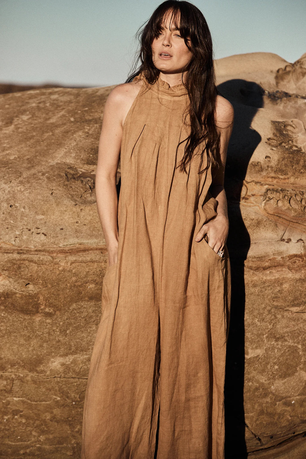Rayol Linen Jumpsuit - Camel