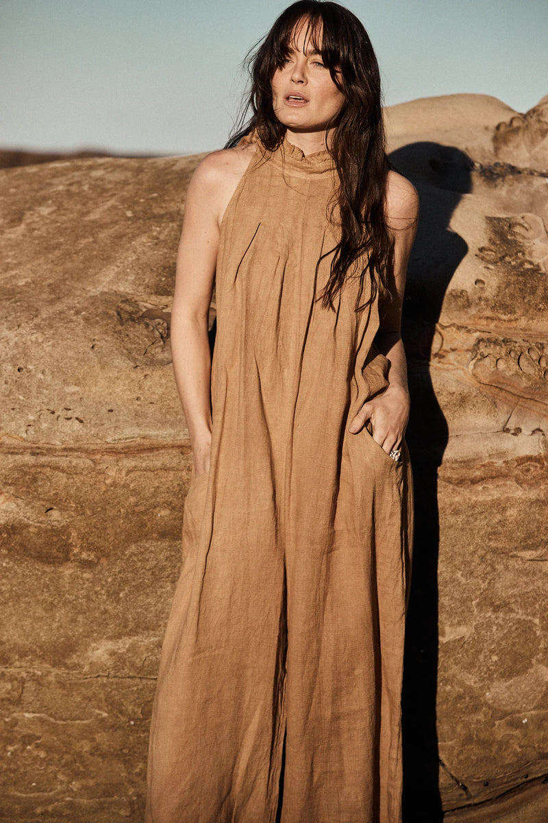 Rayol Linen Jumpsuit - Camel