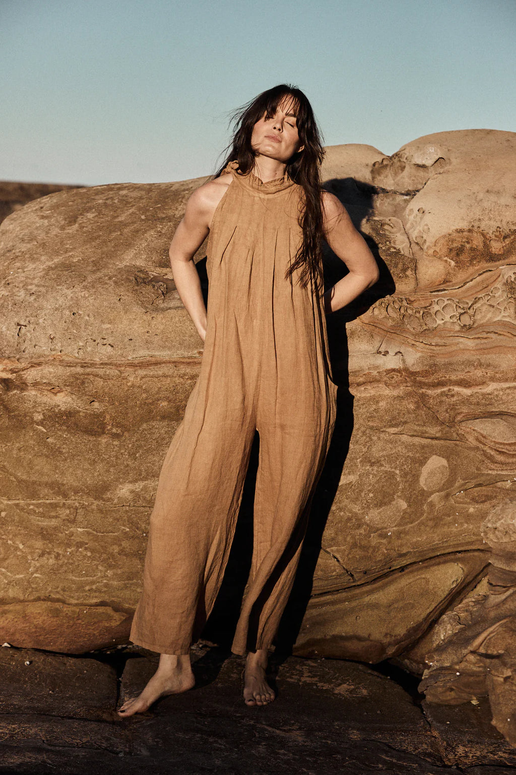 Rayol Linen Jumpsuit - Camel