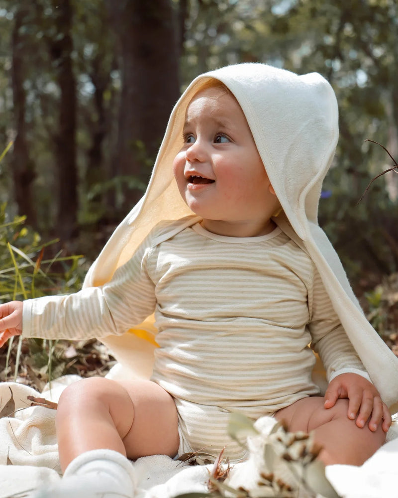 Organic Baby Hooded Bath Towel - Cream
