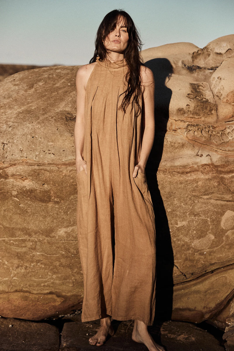 Rayol Linen Jumpsuit - Camel