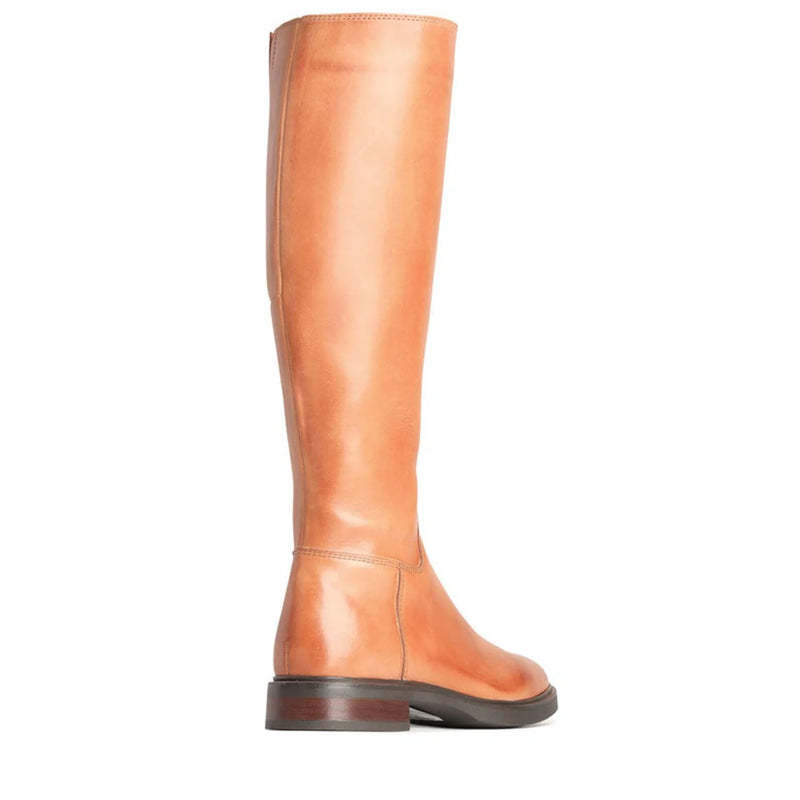 Blanche Leather Long Saddled Boot - Brandy