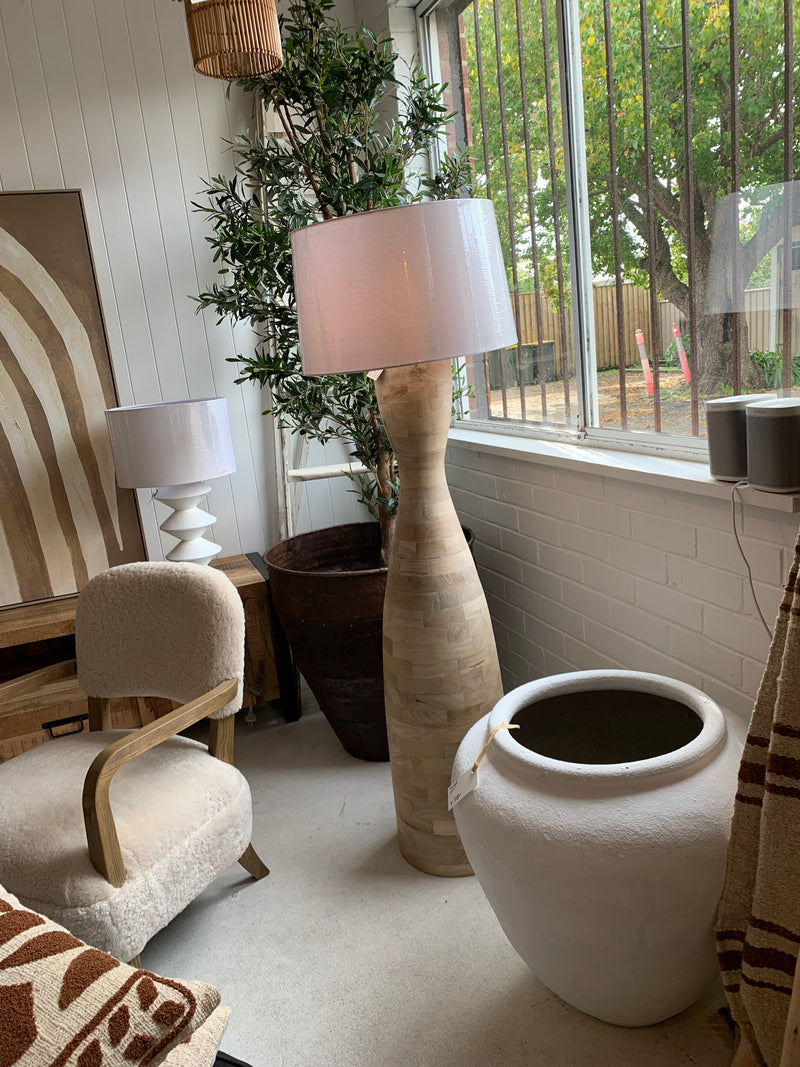 White painted large terracotta pot