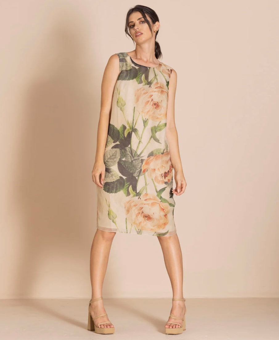 Roses Silk Shift Dress