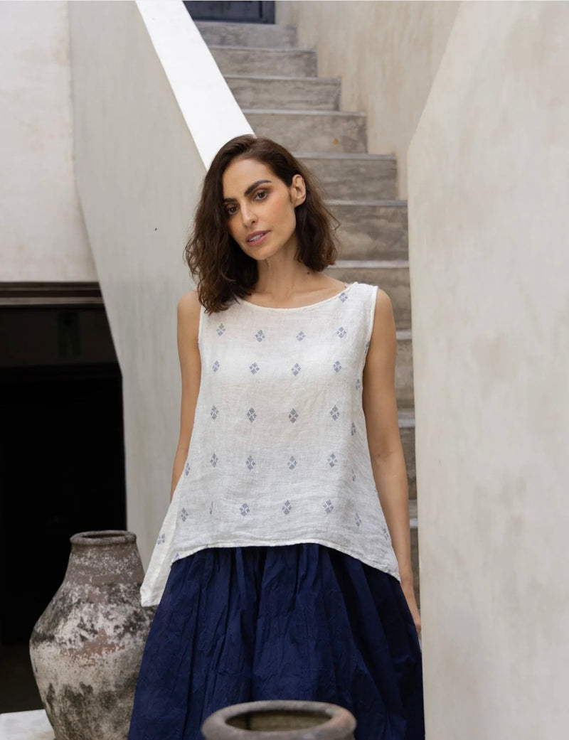 Taji Top - Navy Diamond