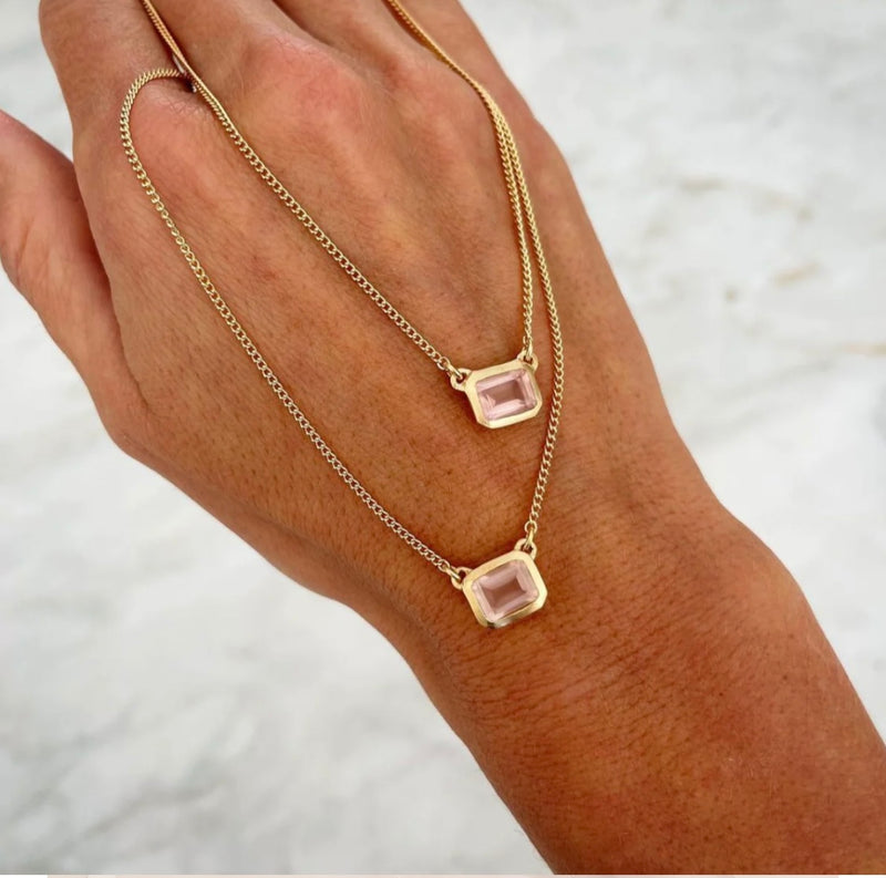 Rose Quartz Deco Necklace Gold