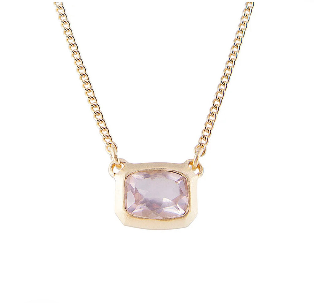 Rose Quartz Deco Necklace Gold