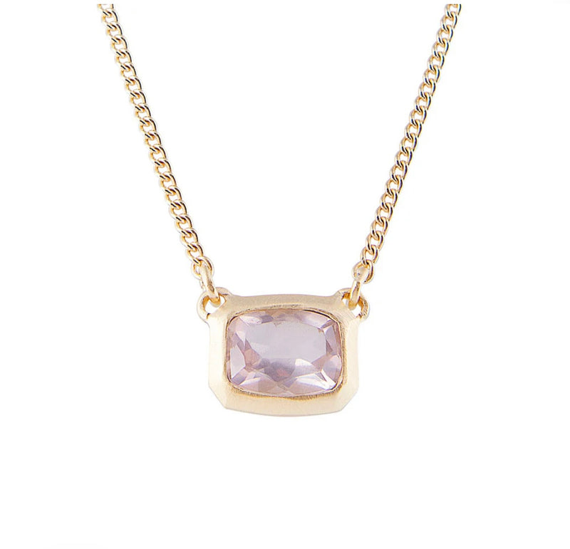 Rose Quartz Deco Necklace Gold