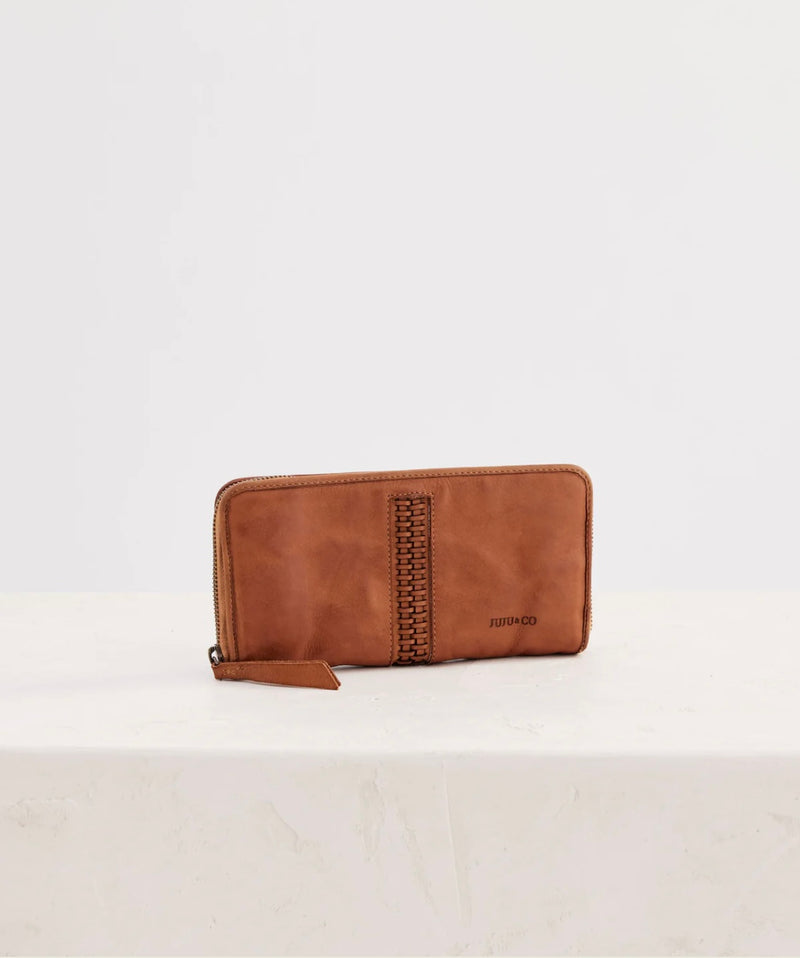 Braid Wallet Leather Tan