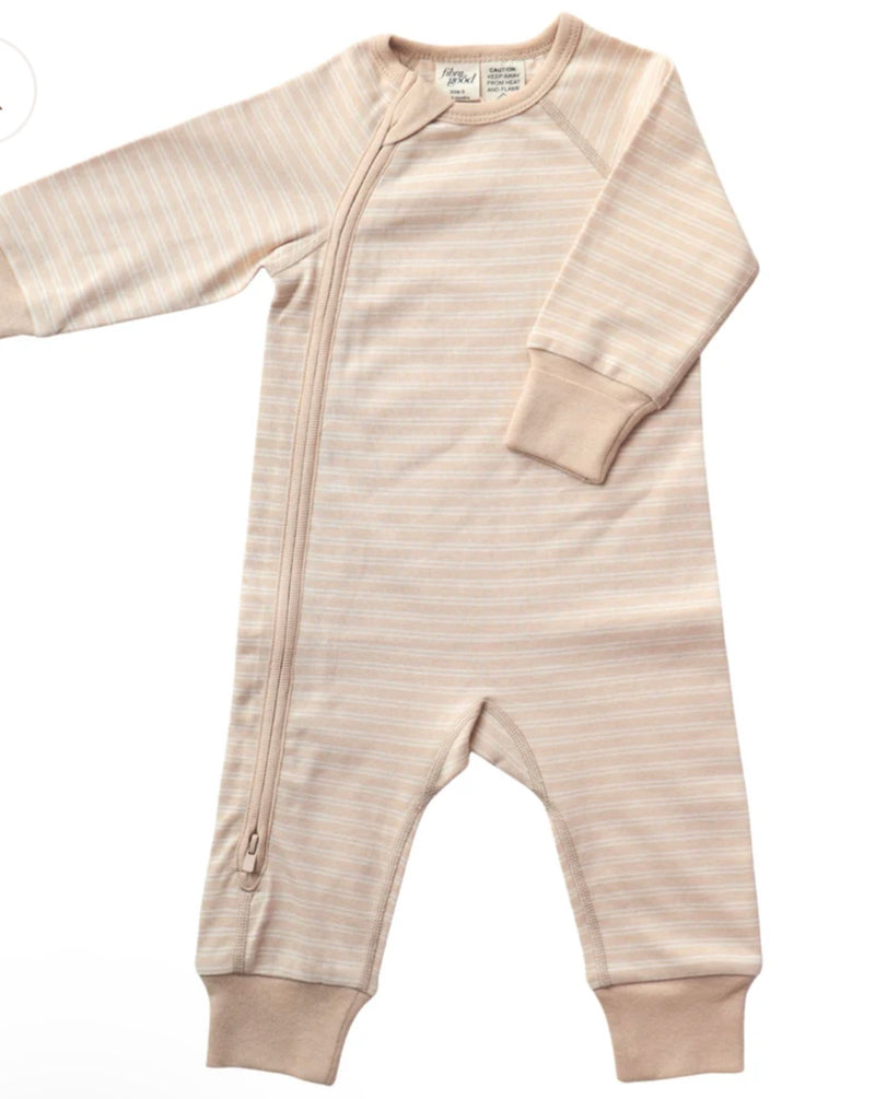 Organic Cotton Double stripe Romper Natural