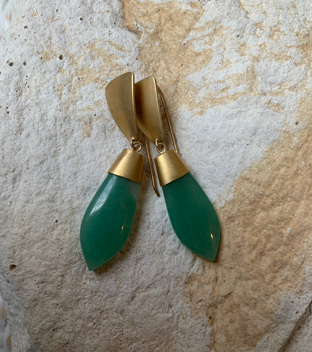 Agate Gold Drop Earrings
