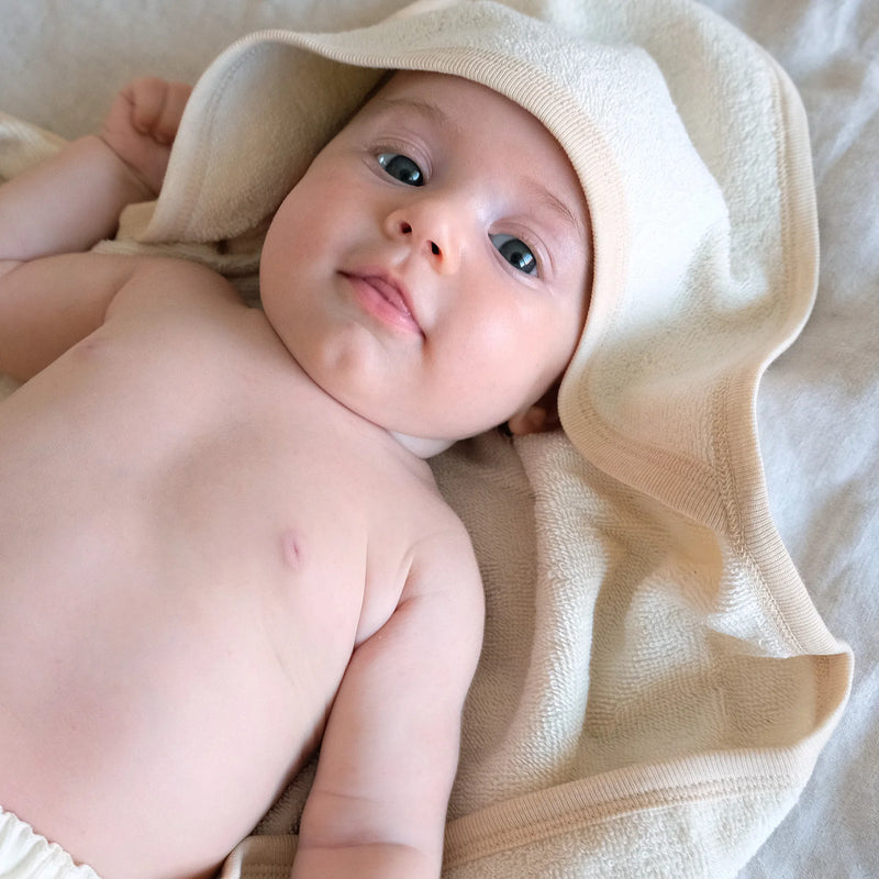 Organic Baby Hooded Bath Towel - Cream