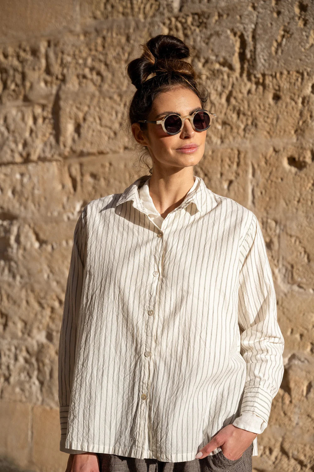 Farley Shirt - Cream Ticking