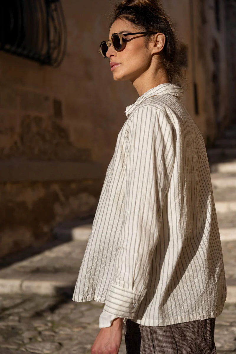 Farley Shirt - Cream Ticking
