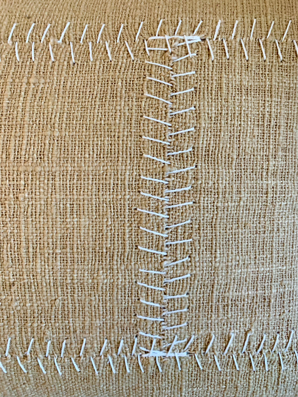 Linen Lumber Cushion - Beige/White Stitching
