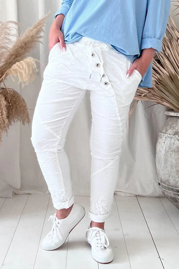 Casual Cotton Joggers White