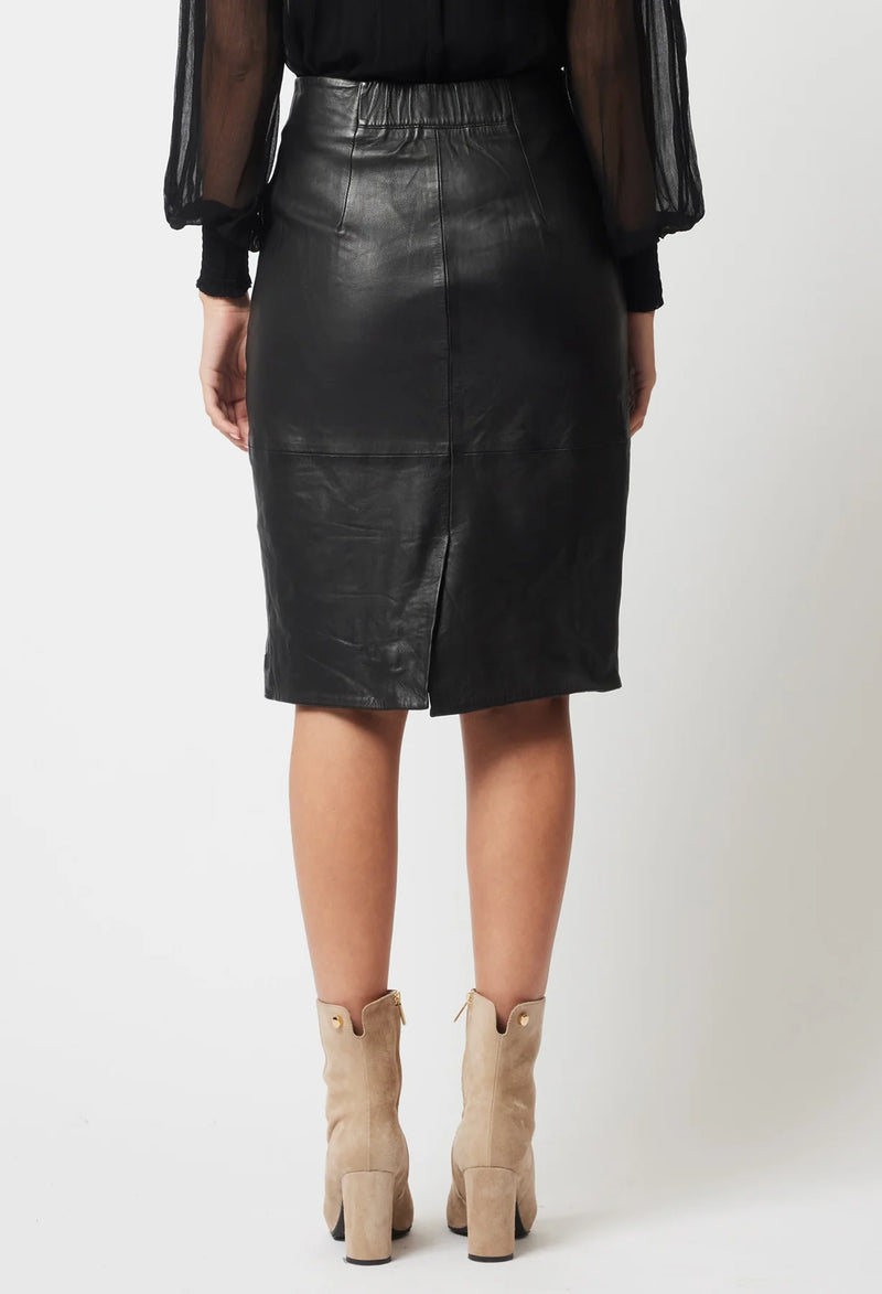 Stella Curved Hem Leather Skirt