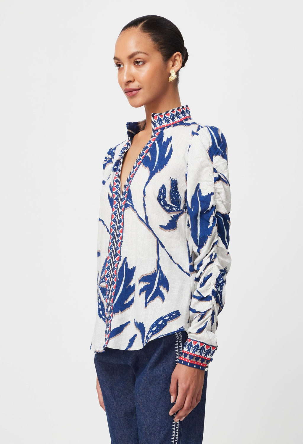 Pavilion Linen Gathered Sleeve Shirt