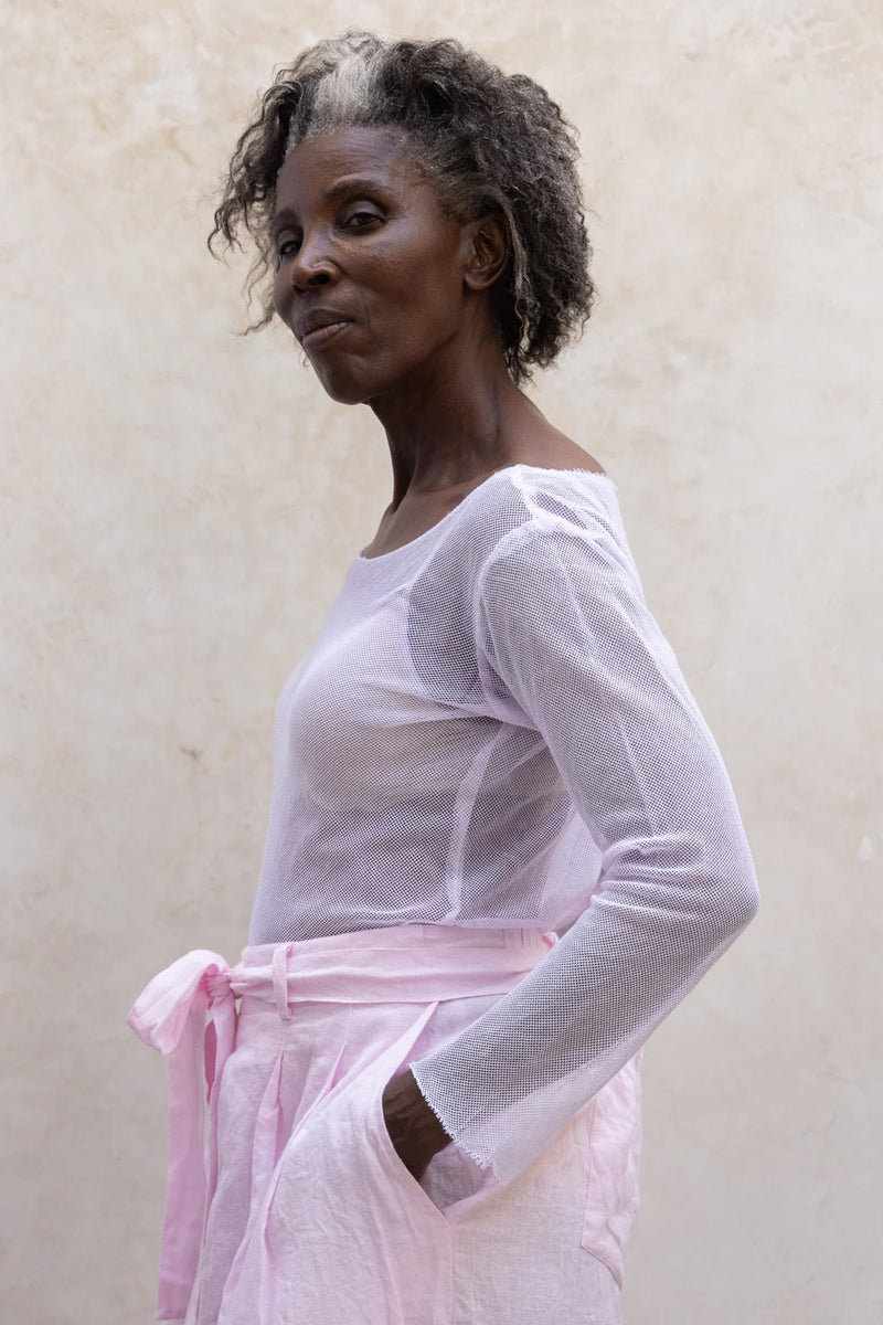 Evie Top Cotton Mesh Pink