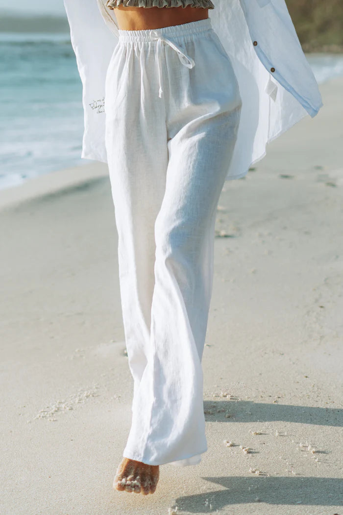 Saint Tropez Linen Pants - White