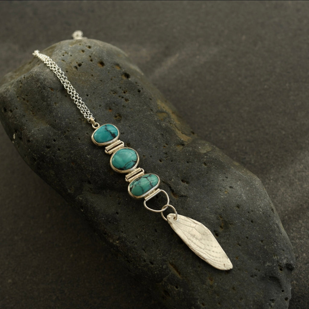Wings of Delight Silver Turquoise Necklace