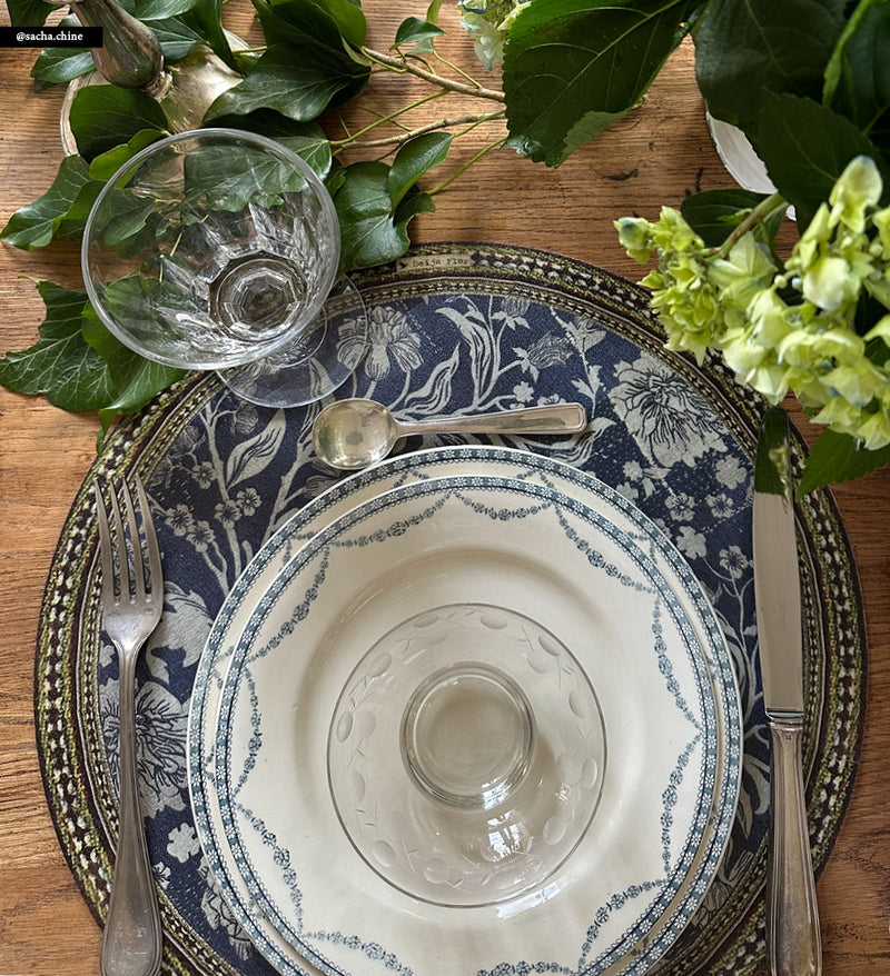 Bohemian Garden Round Placemat - Indigo