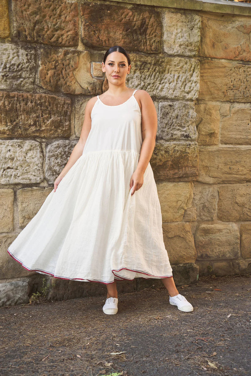 High Tea Long Slip - Gauze Linen