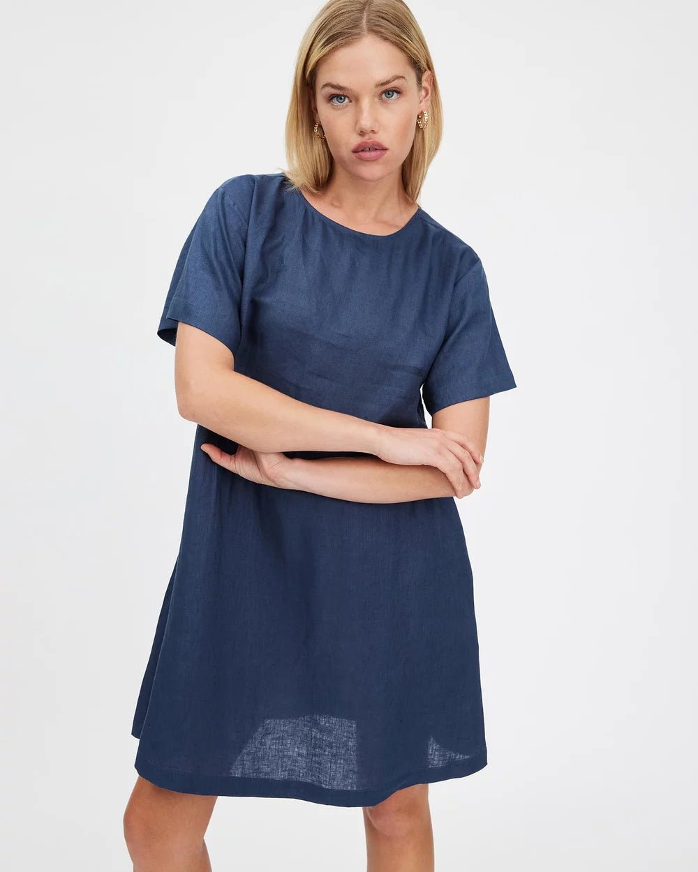 Zavi Linen Dress - French Navy
