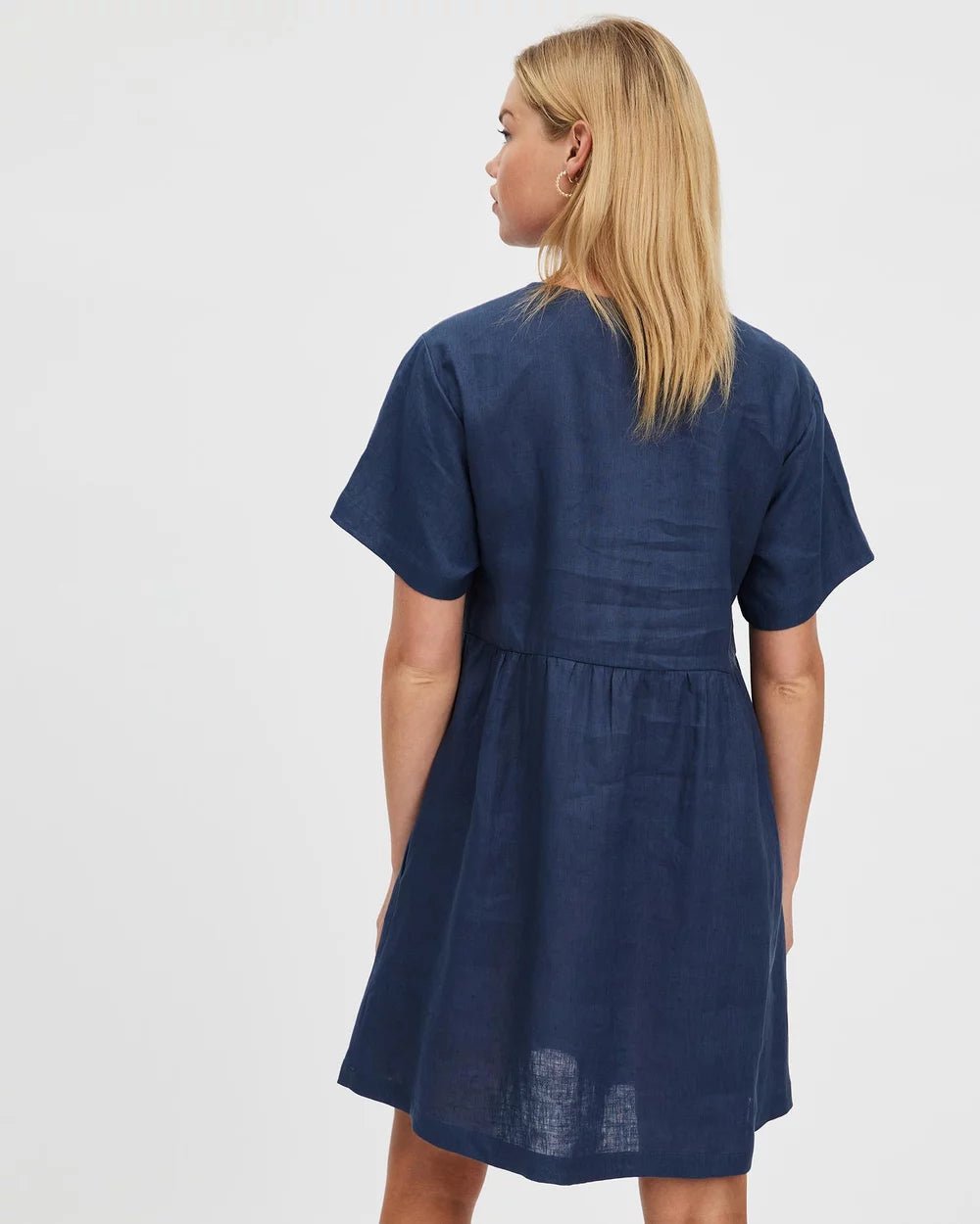 Zavi Linen Dress - French Navy