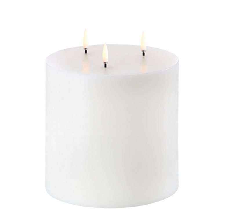 UYUNI Tripe Wick Pillar Candle- Nordic White (15.2cm x 15.2cm)