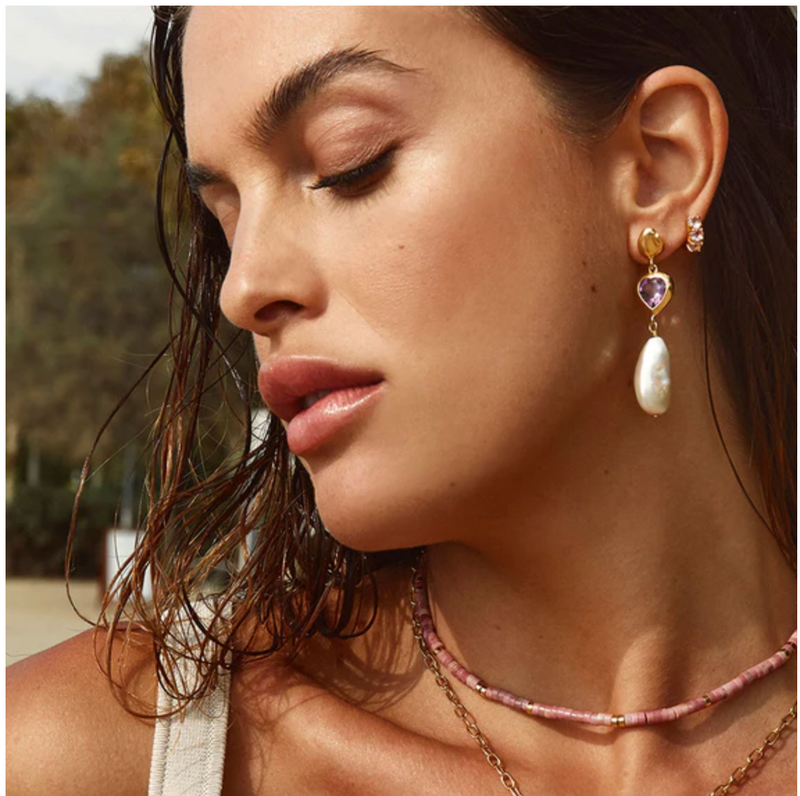 Amethyst 2025 pearl earrings