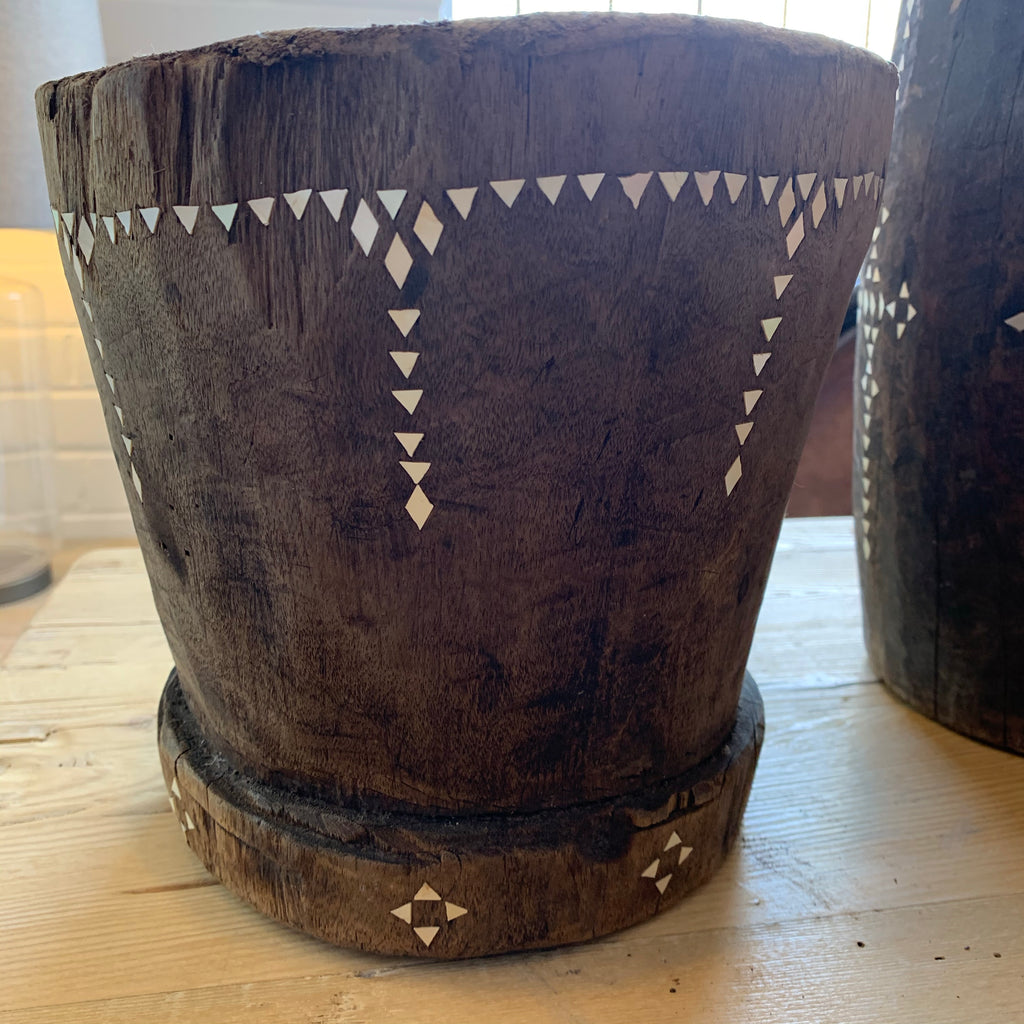 Inlaid TImber Pot Small