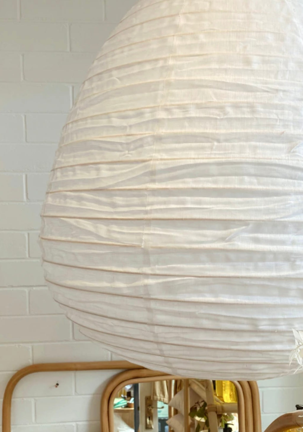 The Athena Linen Pendant- White, Pear, 50cm