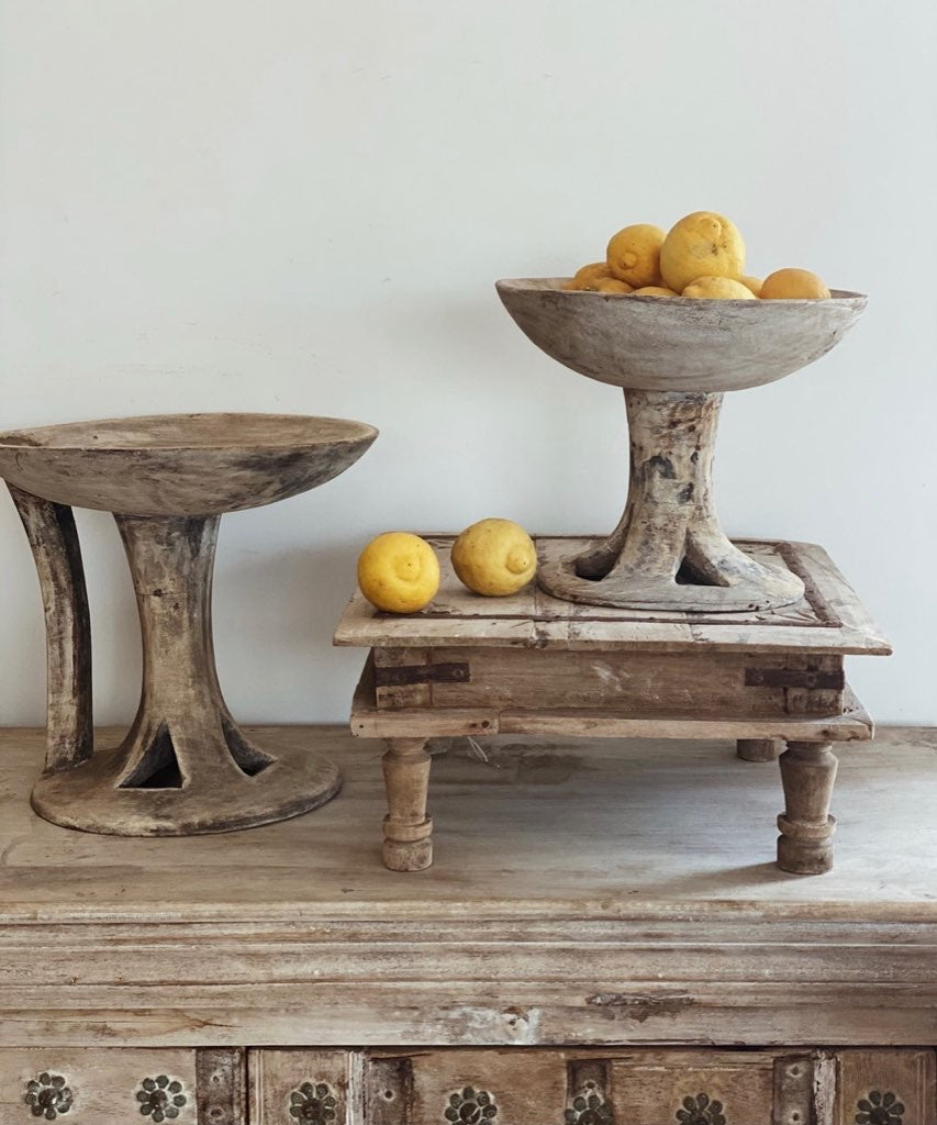 Vintage Indian Wooden Serving Pedestal