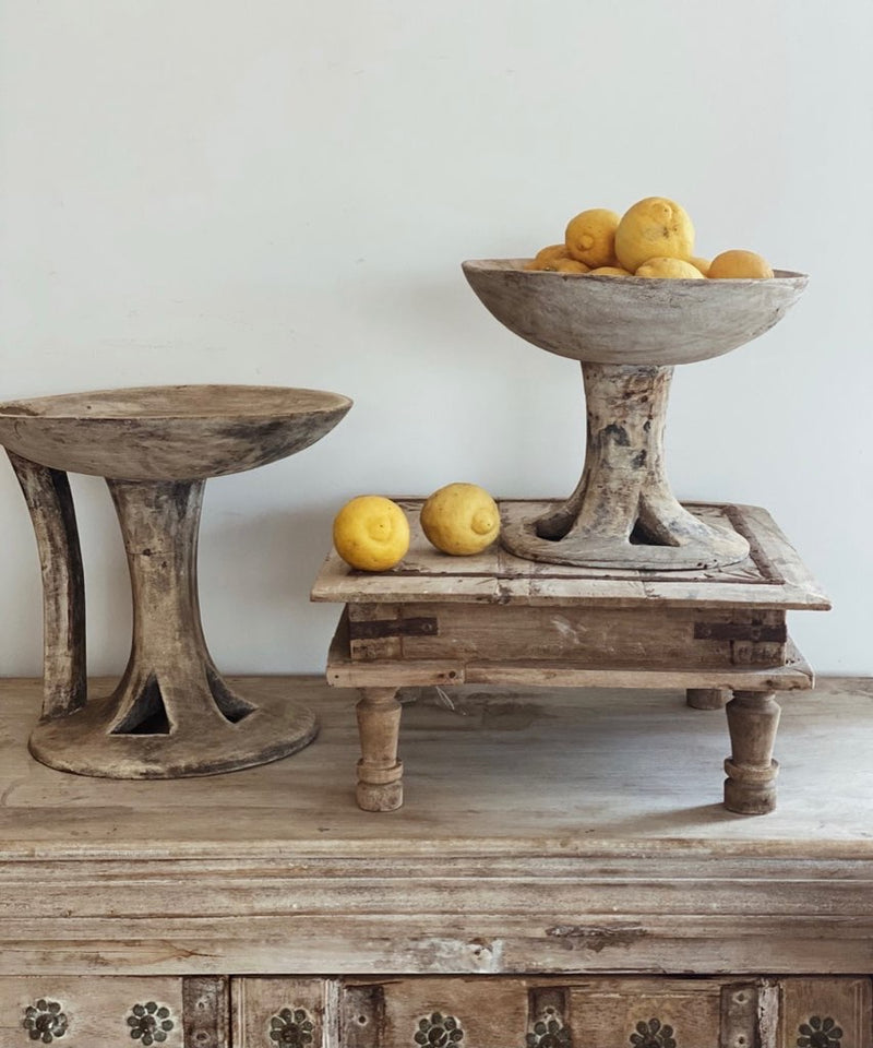 Vintage Indian Wooden Serving Pedestal