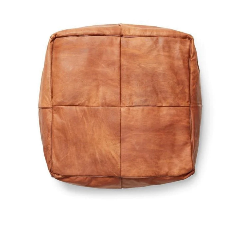 Moroccan Leather Pouffe TAN
