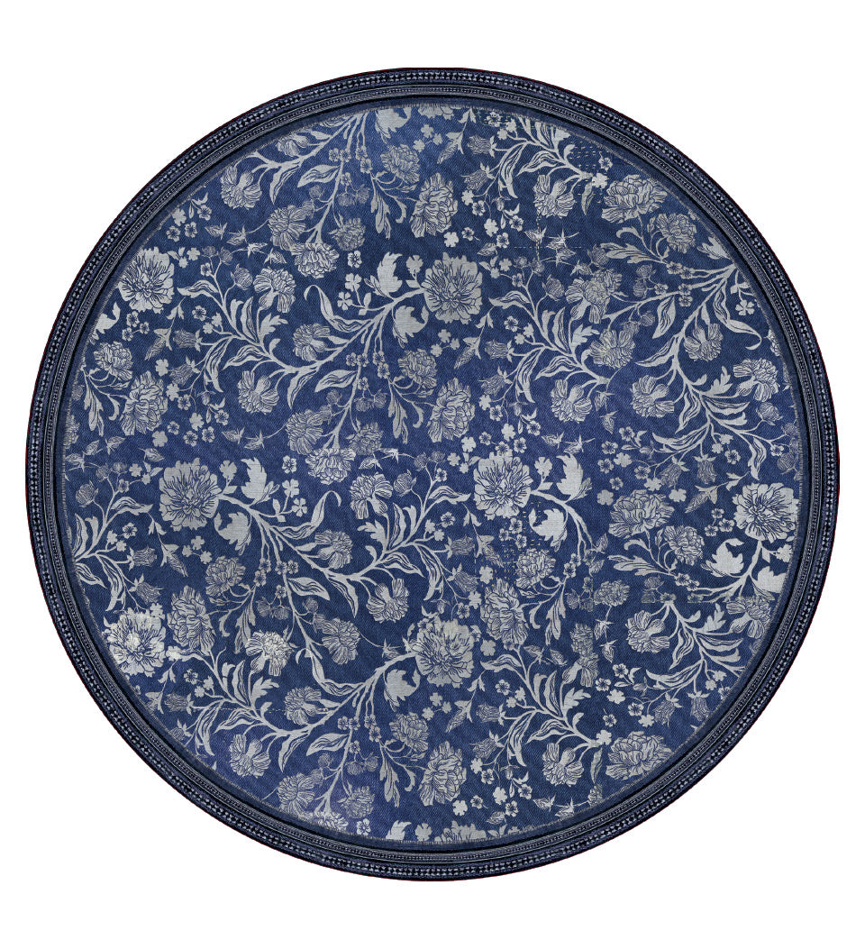 Bohemia Indigo Flower Round Vinyl Mat