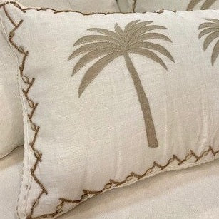 Indian Linen Palm Cushion, Lumbar